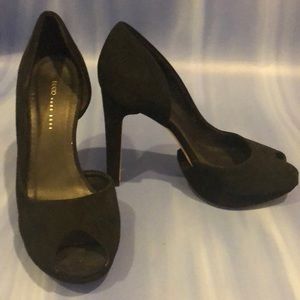 Hugo boss perfect black suede platform heel